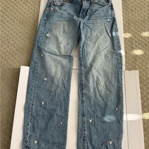 Pistola Medium Blue Straight Leg Jeans with Heart Details